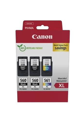 Canon Multipack Noires*2 + Couleur - PG-560XLx2/CL-561XL MULTI