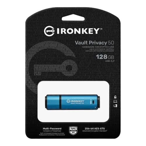 Kingston Clé 128Go USB 3.2 IronKey Vault Privacy 50 — vue 3