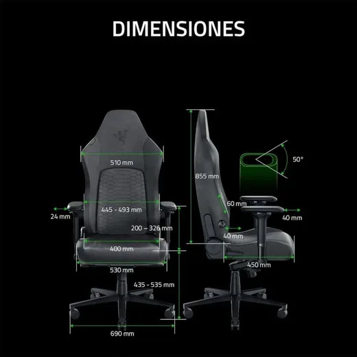 Razer Iskur V2 NewGen - Quartz — vue 3