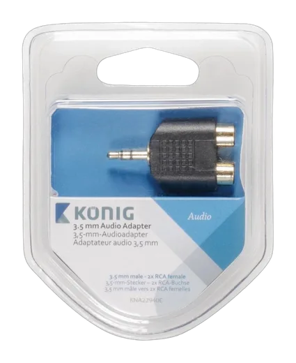 Adaptateur Jack 3.5mm/2xRCA mâle/femelle - Gris