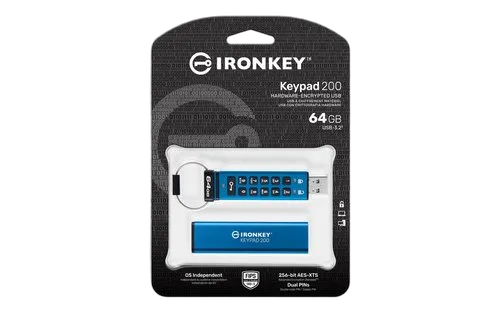 Kingston 64GB IRONKEY KEYPAD 200 AES-256 — vue 3