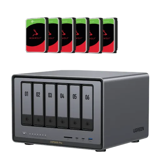 UGREEN DXP6800 Pro - 6 Baies avec 6 disques 12To Ironwolf