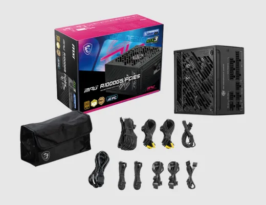 MSI ATX 1000W - 80+ Gold - MPG A1000GS PCIE5 Noir — vue 3
