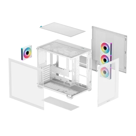 Deepcool CG530 4F Blanc - MT/Sans Alim/ATX + MYSTIQUE 240 ARGB Blanc — vue 12