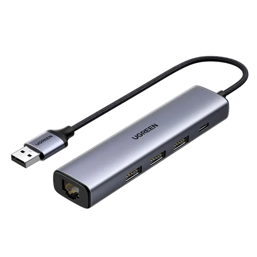 UGREEN 5 ports USB 3.0 vers RJ45 + 3xUSB 3.0 + USB-C - Gris