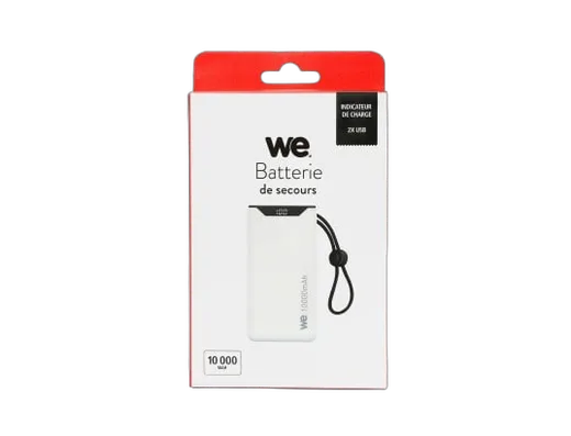 WE Externe 18W 10 000 mAh 2 ports USB A/USB C Blanc — vue 3