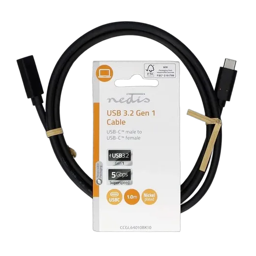 Nedis Câble USB-C 3.2 mâle/femelle - 60W - 1m - Noir