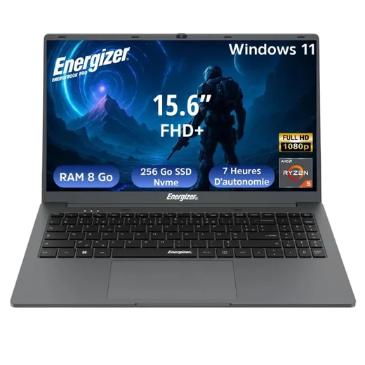 Energizer EnergyBook Pro 15.6" FHD R5-3500U 8Go 256Go W11 Batterie 6000 mAh — vue 1