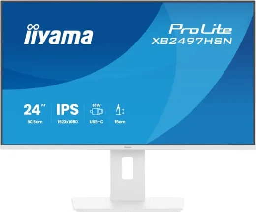 Iiyama ProLite XB2497HSN-W1 - 24" FHD 100Hz IPS USB-C Dock RJ45 Pivot HP Blanc