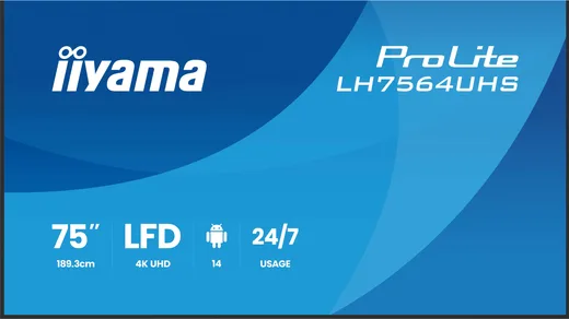 Iiyama LH7564UHS-B1AG - 75" 4K VA 6.5ms Android 14 OS iiShare Wifi