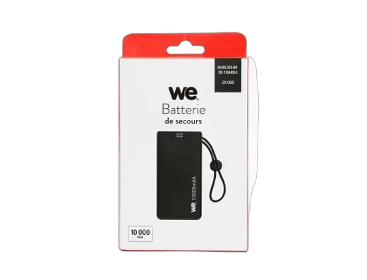 WE Batterie Externe 18W 10 000 mAh 2 ports USB A/USB C Noir — vue 3