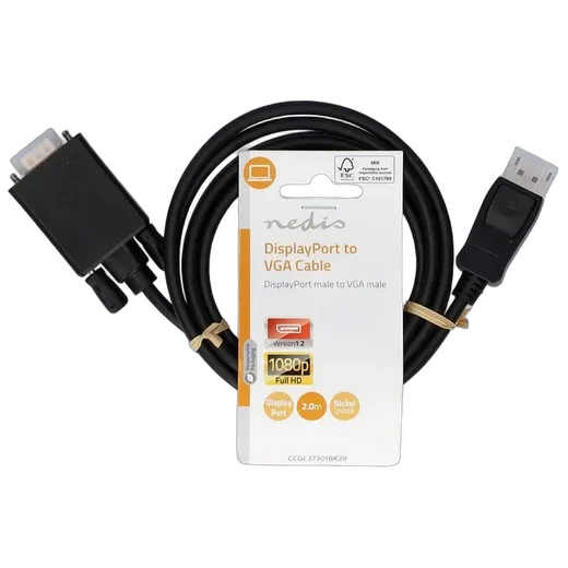 Nedis Câble DisplayPort vers VGA mâle/mâle - 2m - Noir — vue 1
