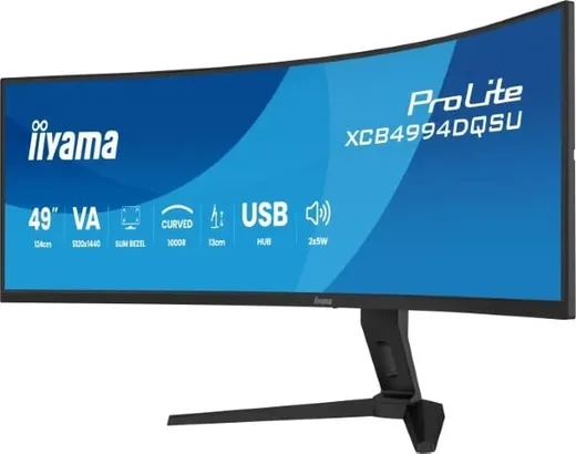 Iiyama Prolite XCB4994DQSU-B1 49" CURVE DQHD 120hz Adaptive Sync + Support — vue 3