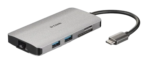 D-Link 8 Ports - USB-C vers HDMI/Eth/USB/USB-C/microSD/SD — vue 2