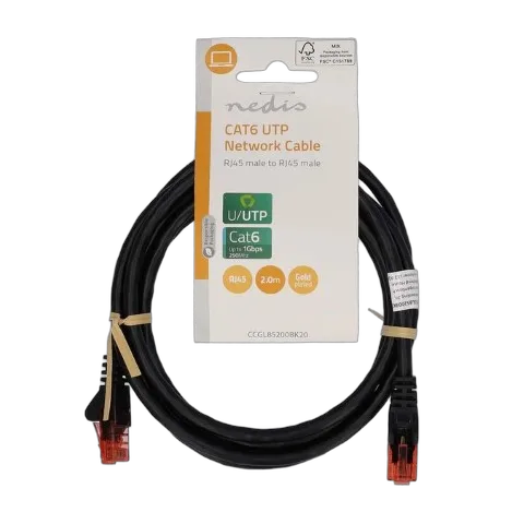 Nedis Câble RJ45 Cat6 U/UTP - 2m - Noir