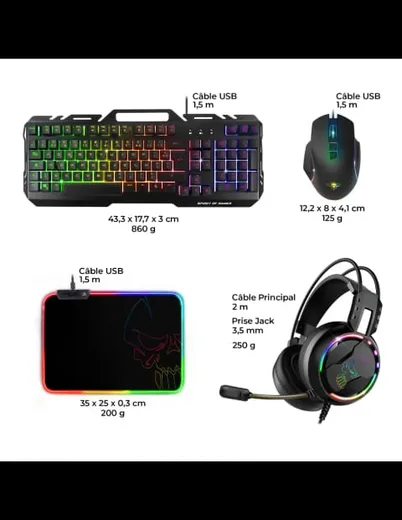 Spirit Of Gamer 4 en 1 Ultimate 300 - Clavier/Souris/Tapis/Casque — vue 3