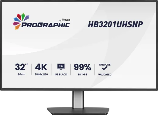 Iiyama ProGraphic - 32" 4K IPS Black 99% DCI P3 USB-C Dock Certifié Pantone