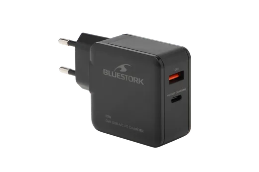 Chargeur GaN 65W 2 ports - USB-C/USB-A - Noir