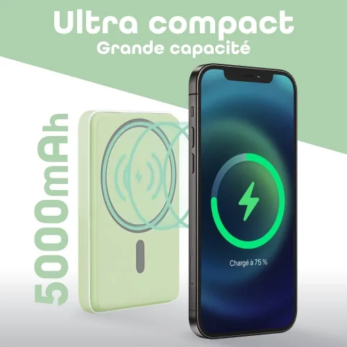 T'nB Powerbank USB-C - 5000 mAh - 20W - Vert — vue 3