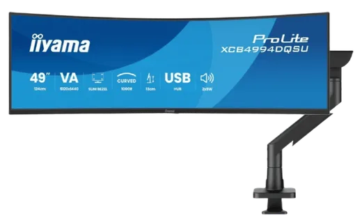 Iiyama Prolite XCB4994DQSU-B1 49" CURVE DQHD 120hz Adaptive Sync + Support