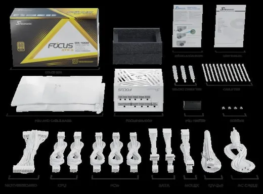 Seasonic ATX 1000W 80+ Gold -  FOCUS-GX-1000-V4-WHITE — vue 4