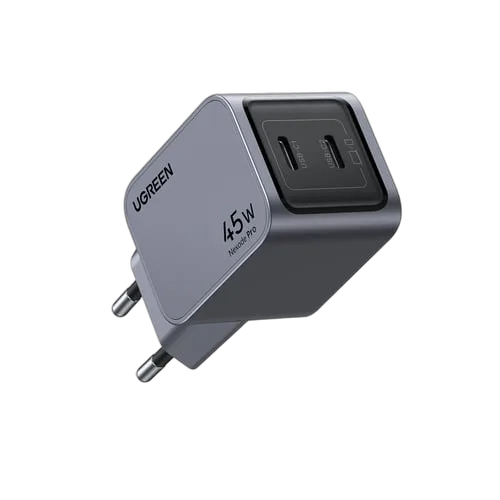 Chargeur rapide 2 ports USB-C - 45W - Gris