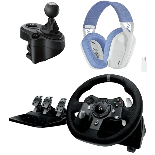 Logitech G920 + Driving Force Shifter + G435 Blanc