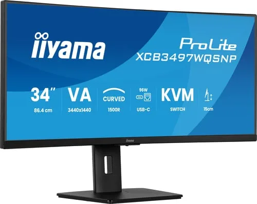 Iiyama XCB3497WQSNP-B1 - 34"CURVE UWQHD 120Hz VA 0,4ms USB-C KVM — vue 1