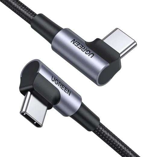 UGREEN Câble à angle USB-C vers USB-C Tressé - 60W - 1m - Noir