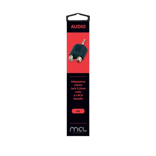 Adaptateur Jack 3.5mm/2xRCA mâle/femelle - Noir