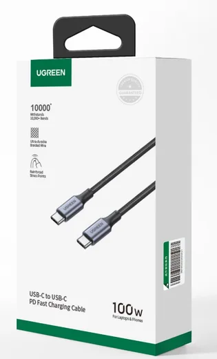 UGREEN Câble USB-C vers USB-C - 100W - Tressé - 3m - Noir — vue 2