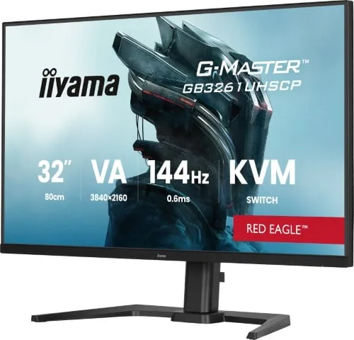 Iiyama GB3261UHSCP-B1 - 32" 4K 144Hz VA 0.6ms USB-C KVM FreeSync Premium — vue 3