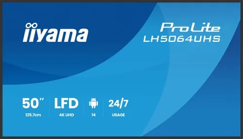 Iiyama LH5064UHS-B1AG - 50" 4K IPS 6.5ms Android 14 OS iiShare Wifi