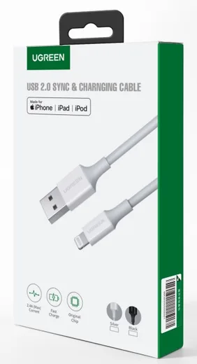 UGREEN Câble USB-A Mâle vers Lightning Mâle - 1,5m - Blanc — vue 2