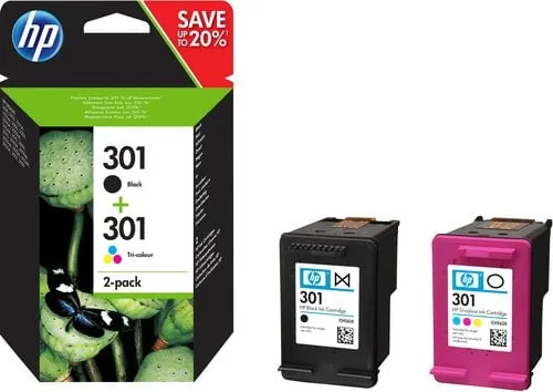 HP Cartouches 301 Noire+Cyan/Magenta/Jaune N9J72AE