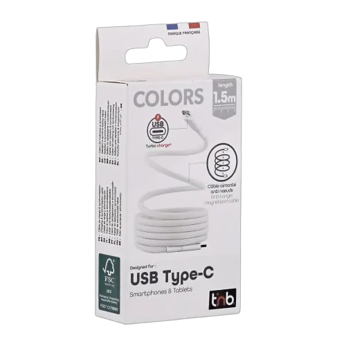 T'nB Câble USB-C vers USB-C - 1,5m - Blanc — vue 2
