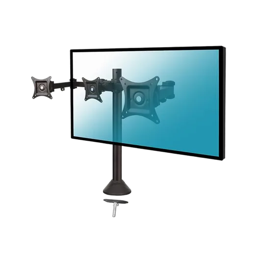 Kimex International Support bureau 3 écrans PC 13"- 20" fixation bord / à travers table — vue 1