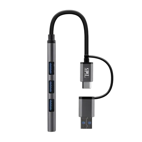T'nB iClick Hub USB-A/USB-C - 4 ports - Gris — vue 5