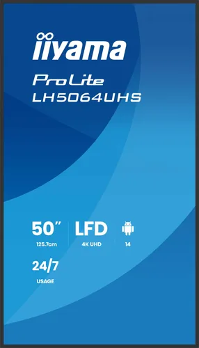 Iiyama LH6564UHS-B1AG - 65" 4K VA 6.5ms Android 14 OS iiShare Wifi — vue 2