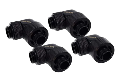 Alphacool Eiszapfen fitting compression - 16/10mm - 90° rotatif G1/4 - Pack de 4 - Noir