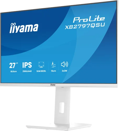 Iiyama Prolite XB2797QSU-W1 - 27" QHD 75Hz IPS 1ms Pivot Adaptive Sync — vue 3