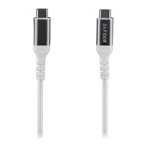 Câble USB-C vers USB-C/100W/Tressé/2m/Blanc