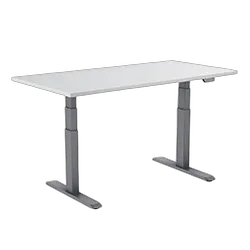 Kimex International Motorisé assis-debout plateau blanc/Pied gris 120x75cm - 150-2412K2