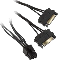Adapateur 2xSATA/PCIe 6 broches - 10 cm - Noir